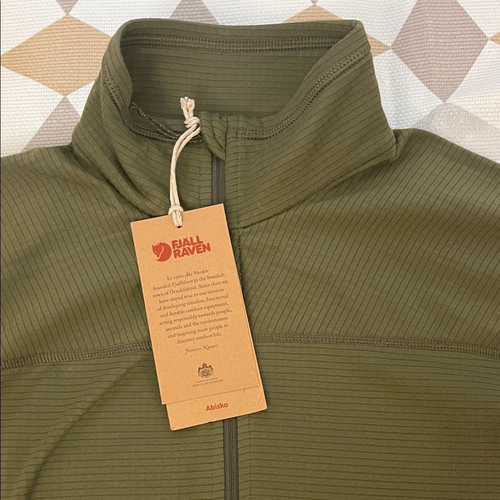 New Fjallraven Men's Forest Green Half Zip Lite Fleece Sweater